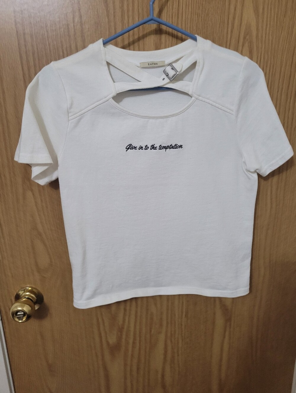 EATME Women's Cropped T-Shirt With Cut-Outs